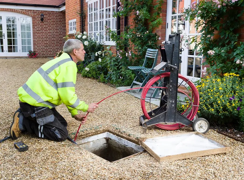 Engineer Using CCTV Equipment To Survey Foul Water Drainage Systems Image