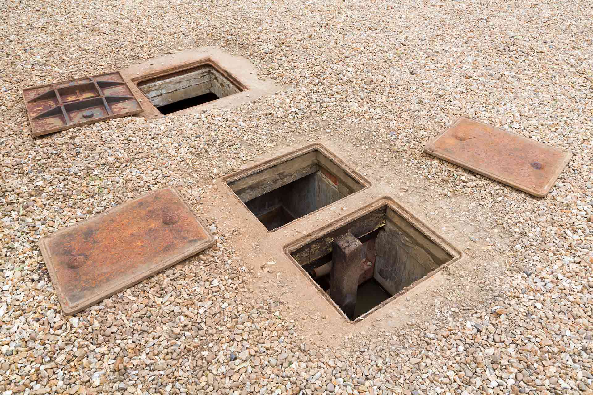 Septic tank lids off for an inspection Image