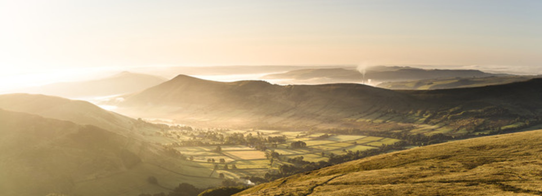 view of mist over the Derbyshire Dales