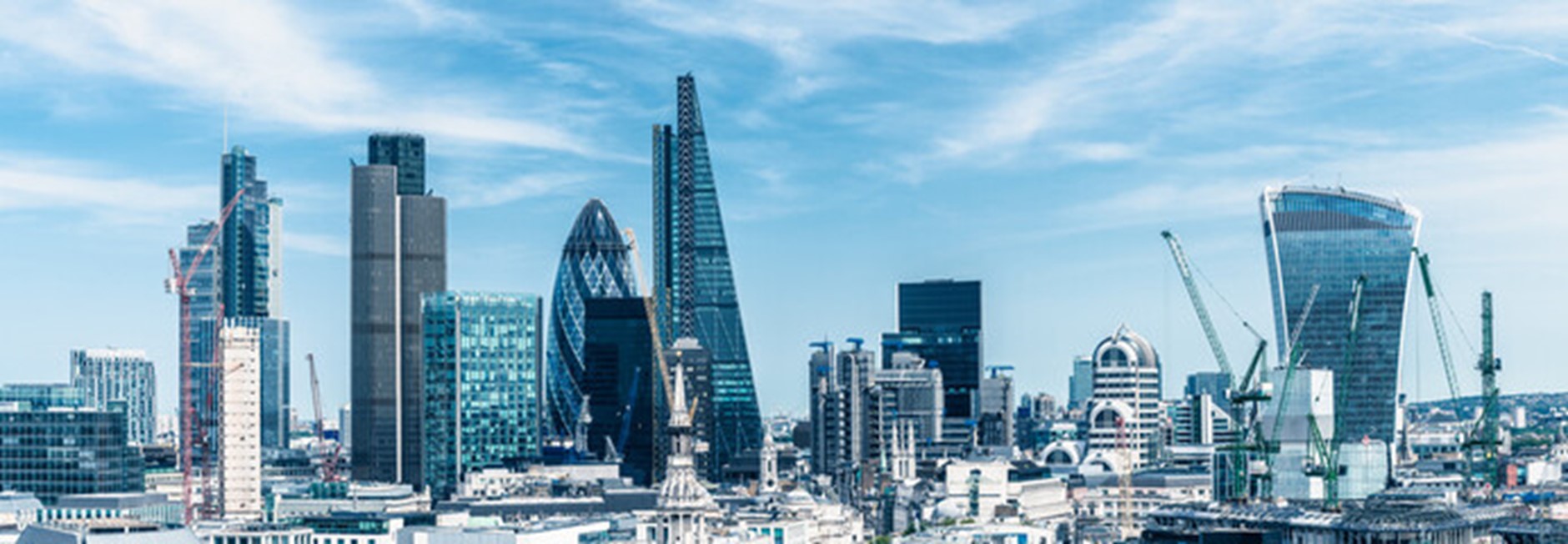 london skyline showing shard and cucumber