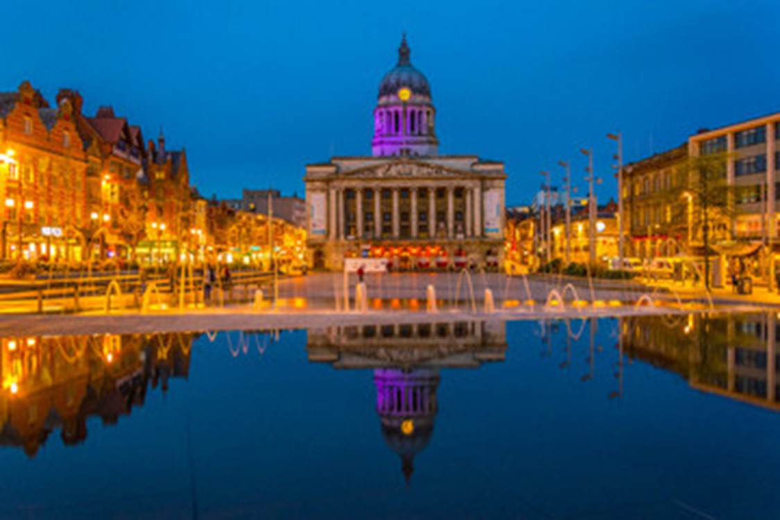 Nottingham town centre at night