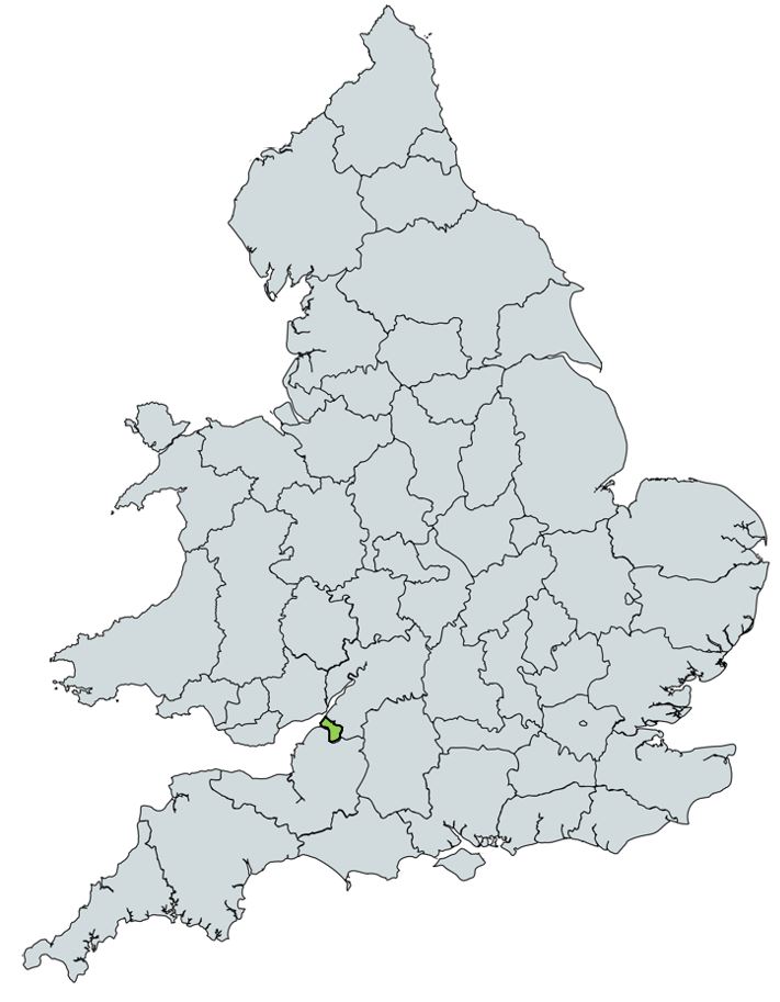 Map of UK with bristol highlighted