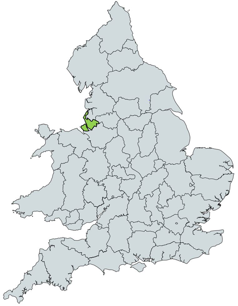 Map of UK with Merseyside highlighted