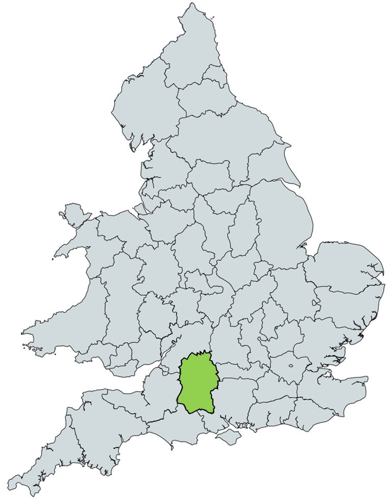Map of UK with Wiltshire highlighted