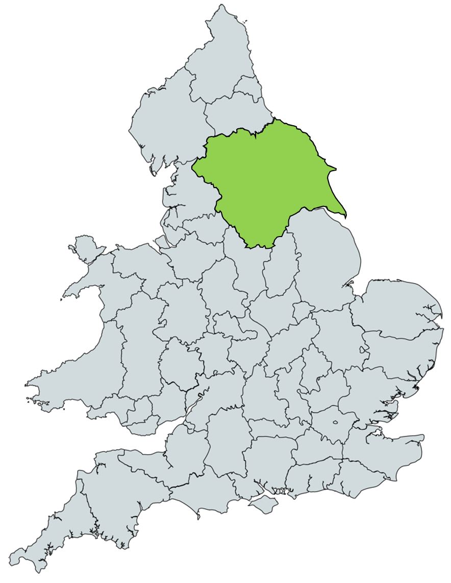 Map of UK with Yorkshire highlighted